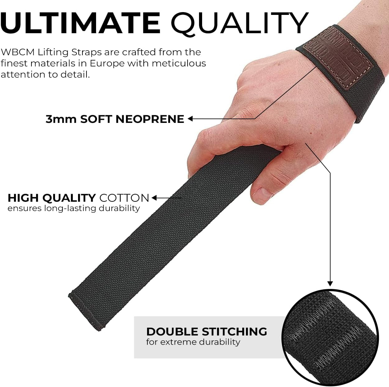 Lasso Lifting Wrist Straps for Cross Training - Rated at 770 Lb - Hand Wraps for Olympic Weightlifting, Powerlifting, Weight Lifting, Bodybuilding Strength Deadlift Gym Bar, Cotton